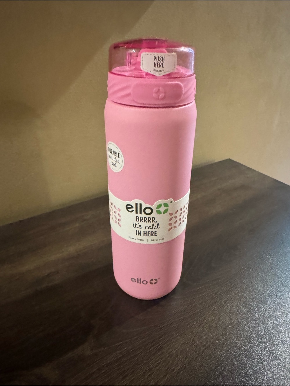 Ello Pink Insulated Kids Water Bottle – Push-Top Travel Bottle